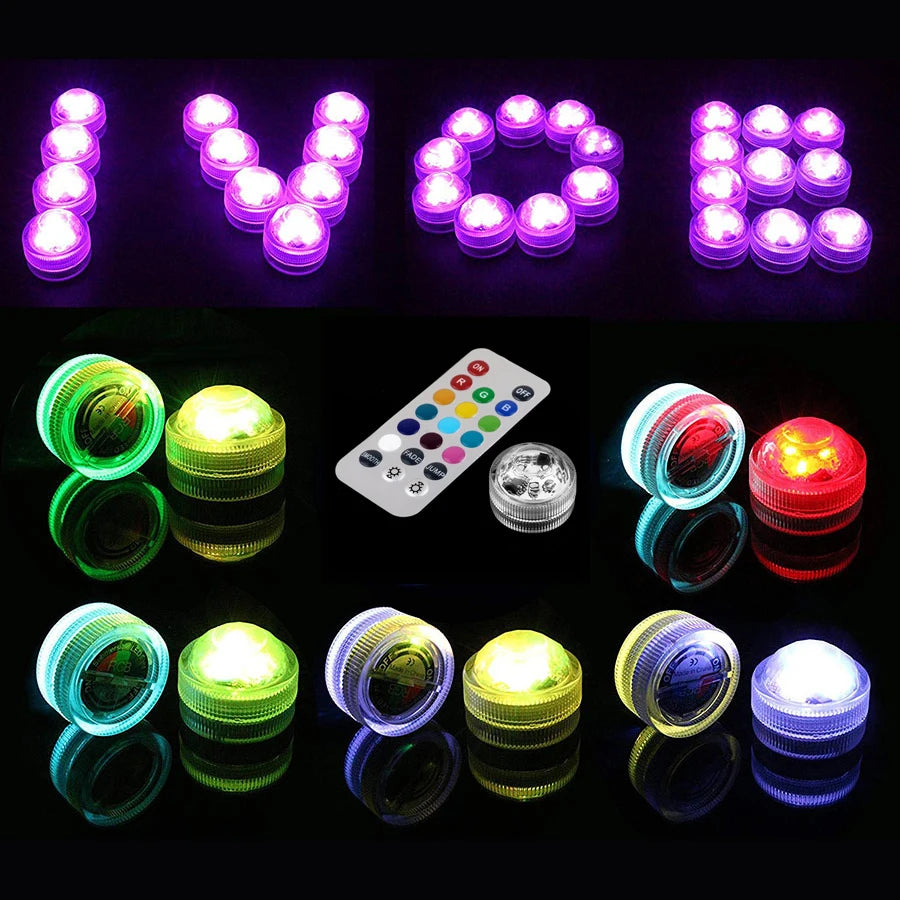 Waterproof Submersible RGB LED Light, Battery Operated Glass Hookah Shisha, Tobacco Pipes, Bong Accessories, Lamps, 1 Set