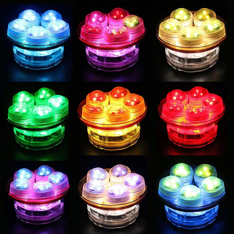 Waterproof Submersible RGB LED Light, Battery Operated Glass Hookah Shisha, Tobacco Pipes, Bong Accessories, Lamps, 1 Set