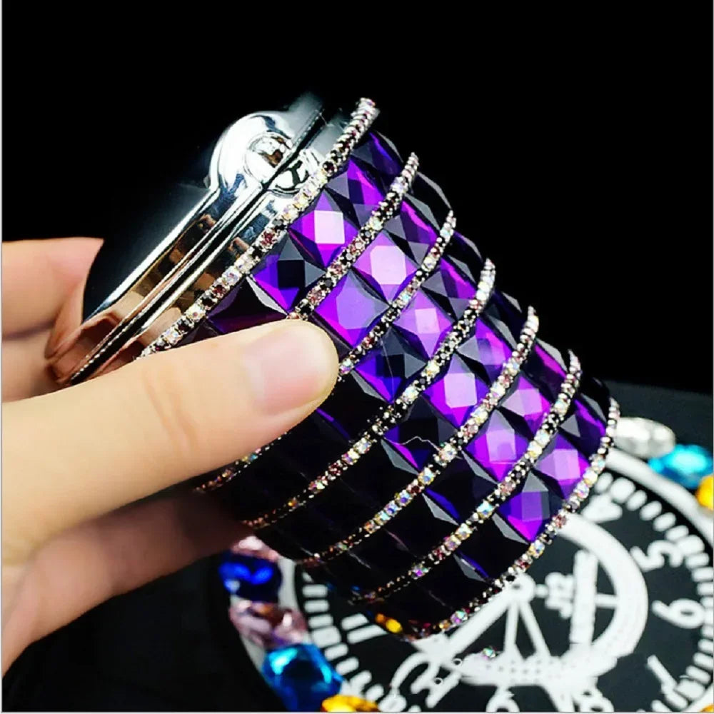 Luxury LED Light Car Cigar Ashtray Universal Cigarette Cylinder Holder Car Styling Bling Car Accessories Interior for Women