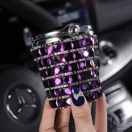 Luxury LED Light Car Cigar Ashtray Universal Cigarette Cylinder Holder Car Styling Bling Car Accessories Interior for Women