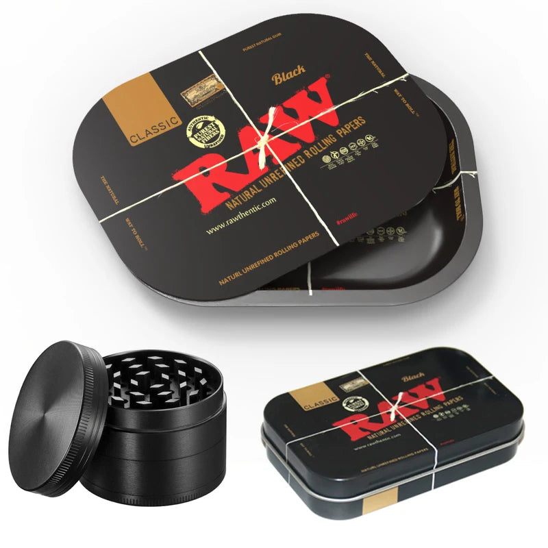 3pcs/Set Metal Herb 50mm 4 Layer Grass Tobacco Grinder 18X14cm Metal Rolling With Lid Smoking Storage Box Accessories Smoke Kit