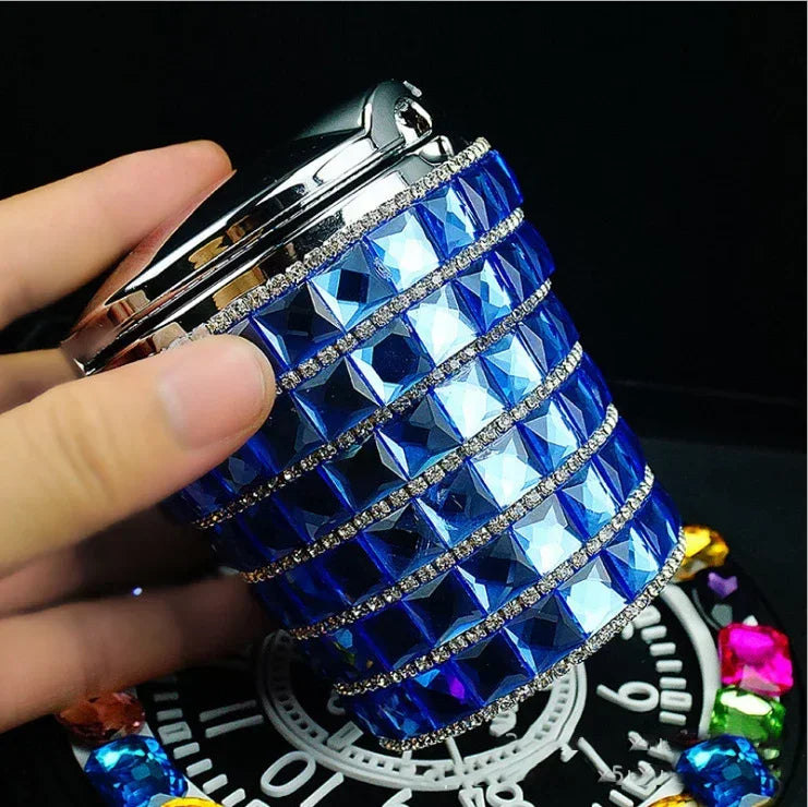 Luxury LED Light Car Cigar Ashtray Universal Cigarette Cylinder Holder Car Styling Bling Car Accessories Interior for Women