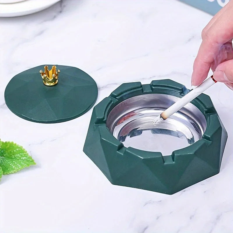 1PC Car Interior Ashtray Simple Crown Stainless Steel Liner Ashtray Office Home Universal Ornaments Dust Rubbish Finishing